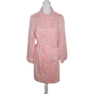 Apostrophe Petite Bubble Gum Pink Belted Trench Coat Womens size‎ 8P Military